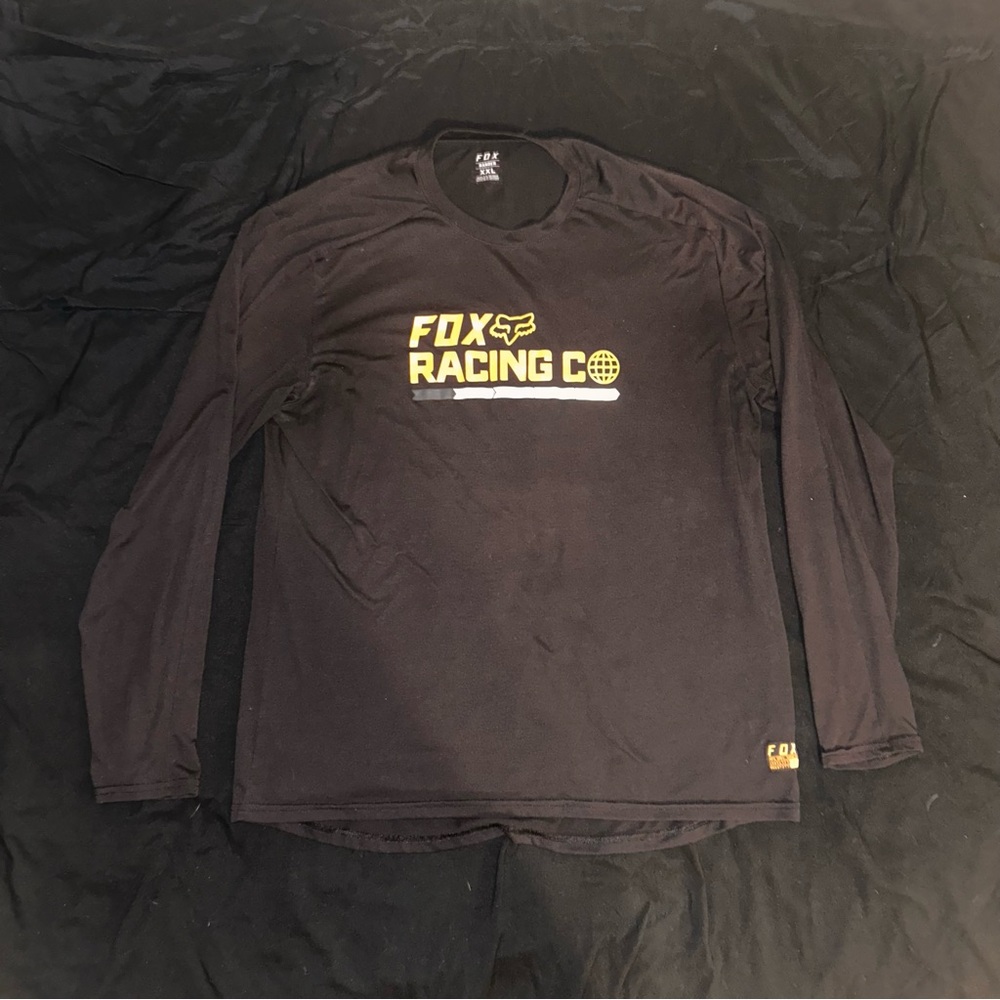 Fox Racing Co Black and Orange Long Sleeve Men's Tee